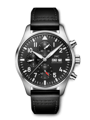  Shop Authentic IWC Pilot's Watch Chronograph Black Dial Black Leather Strap Watch for Men - IW377709 - Luxxuri
