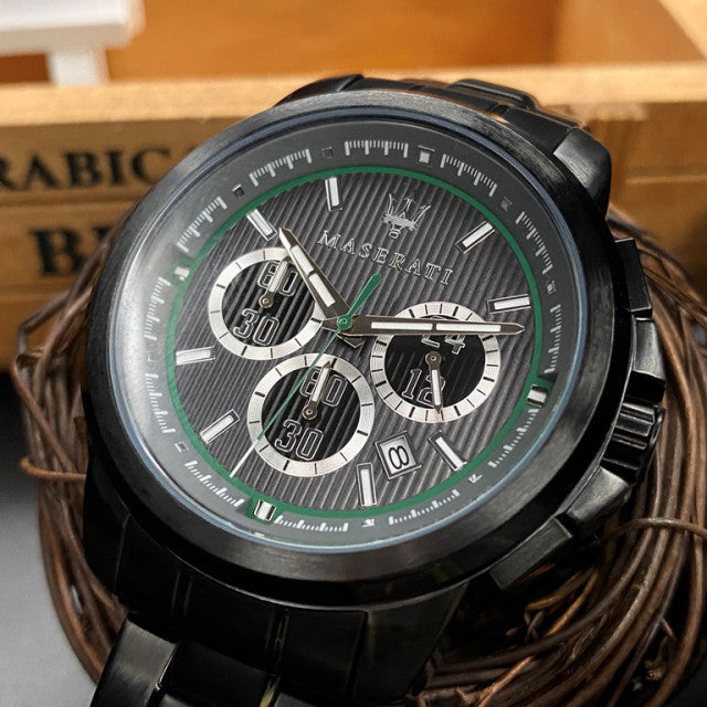  Shop Authentic Maserati Royale Chronograph Black Dial Black Steel Strap Watch For Men - R8873637004 - Luxxuri