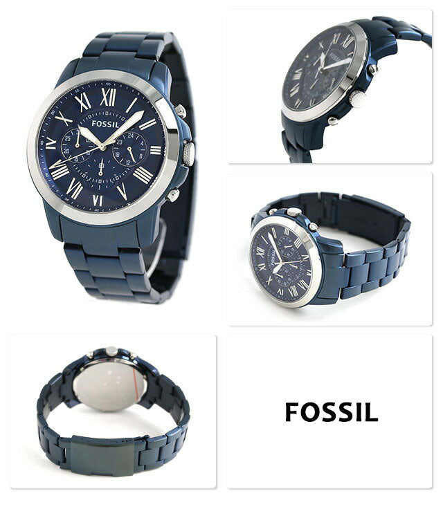  Shop Authentic Fossil Grant Chronograph Blue Dial Blue Steel Strap Watch for Men - FS5230 - Luxxuri