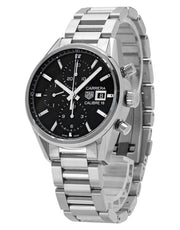  Shop Authentic Tag Heuer Carrera Automatic Chronograph Black Dial Silver Steel Strap Watch for Men - CBK2110.BA0715 - Luxxuri