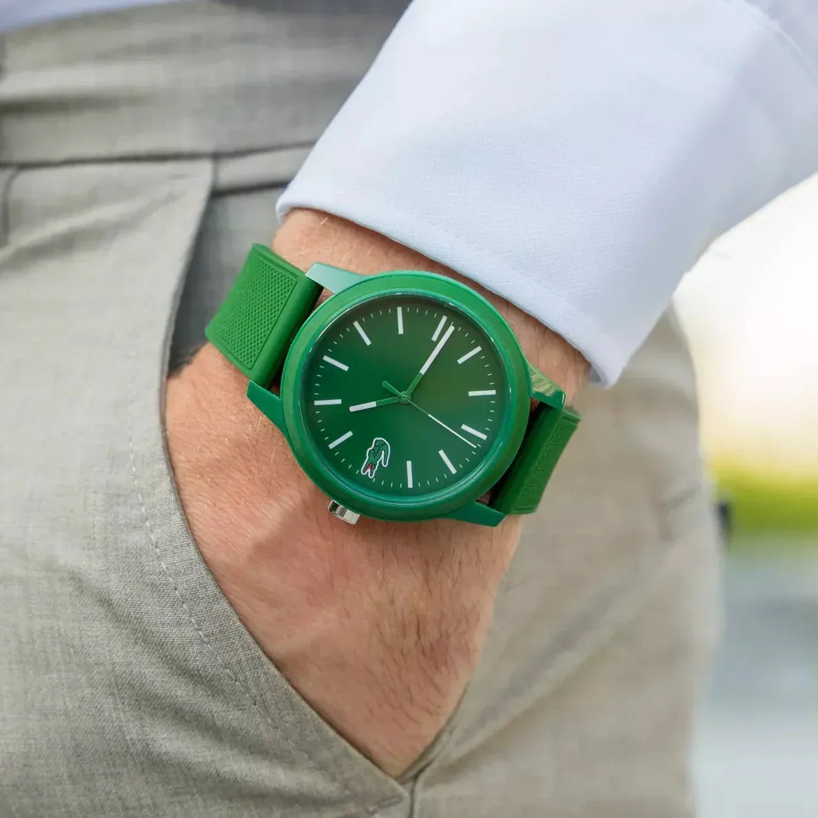 Lacoste 12.12 Green Dial Green Silicone Strap Watch for Men - 2010985