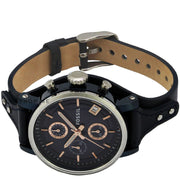  Shop Authentic Fossil Boyfriend Sport Chronograph Blue Dial Blue Leather Strap Watch for Women - ES4113 - Luxxuri