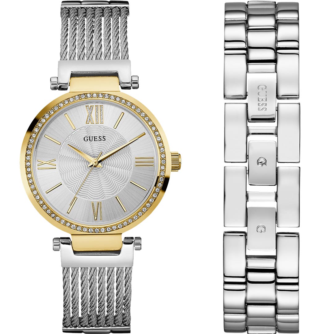  Shop Authentic Guess Soho Diamonds Silver Dial Silver Mesh Bracelet Watch for Women - W0638L7 - Luxxuri