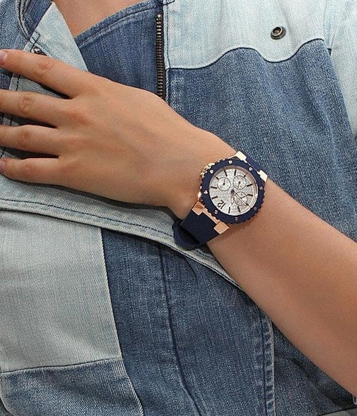  Shop Authentic Guess Overdrive White Dial Blue Rubber Strap Watch for Women - W0149L5 - Luxxuri
