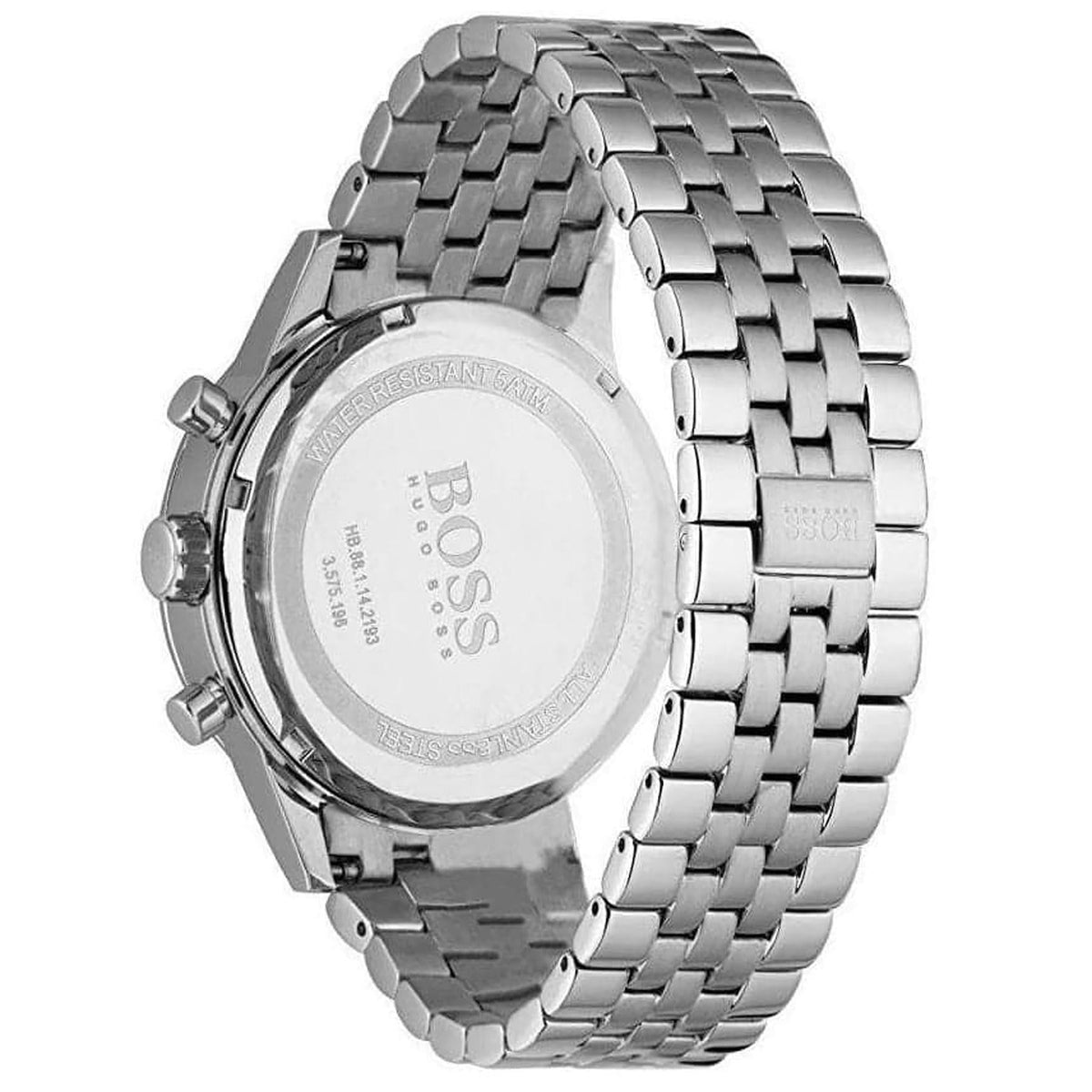 Shop Authentic Hugo Boss Aeroliner Chronograph Quartz Black Dial Silver Steel Strap Watch For Men - HB1512446 - Luxxuri