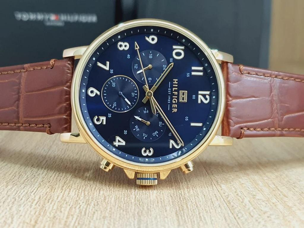  Shop Authentic Tommy Hilfiger Daniel Blue Dial Brown Leather Strap Watch for Men - 1710380 - Luxxuri