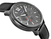  Shop Authentic Tommy Hilfiger London Chronograph Grey Dial Black Leather Strap Watch for Men - 1791533 - Luxxuri