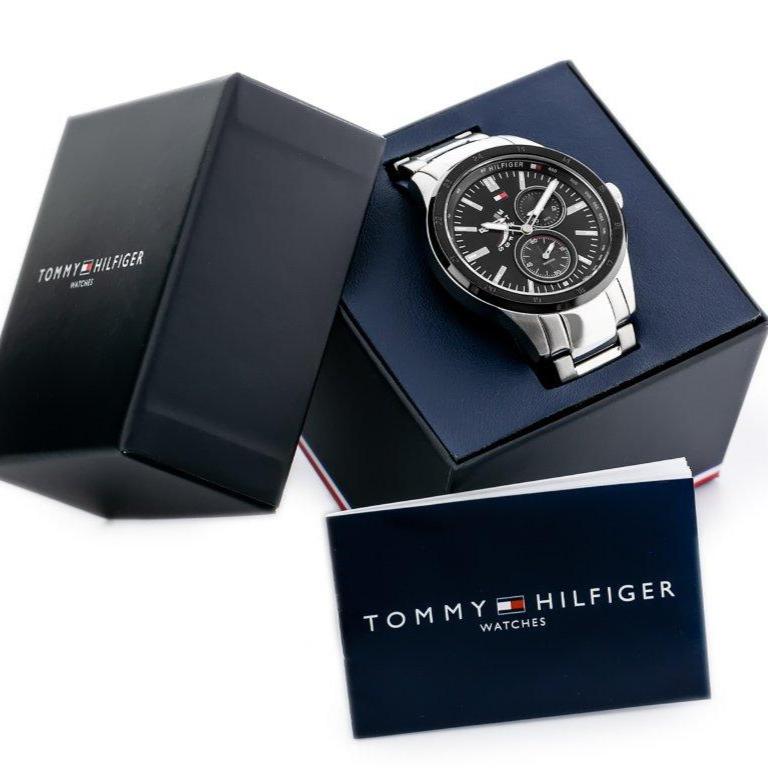  Shop Authentic Tommy Hilfiger Austin Black Dial Silver Steel Strap Watch for Men - 1791639 - Luxxuri