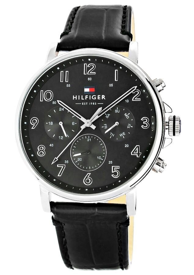 Shop Authentic Tommy Hilfiger Daniel Black Dial Black Leather Strap Watch for Men - 1710381 - Luxxuri
