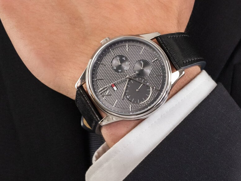  Shop Authentic Tommy Hilfiger Damon Multifunction Black Dial Black Leather Strap Watch for Men - 1791417 - Luxxuri