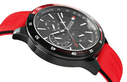  Shop Authentic Tommy Hilfiger Multifunction Quartz Black Dial Red Rubber Strap Watch for Men  - 1791722 - Luxxuri