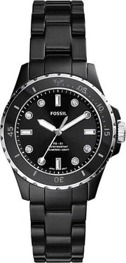  Shop Authentic Fossil FB-01 Three-Hand Black Dial Black Ceramic Strap Watch for Women - CE1108 - Luxxuri