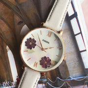  Shop Authentic Fossil Jacqueline Mother of Pearl Dial Grey Leather Strap Watch for Women - ES4672 - Luxxuri