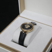  Shop Authentic Versace Palazzo Empire Black Dial Black Leather Strap Watch for Women - VCO020017 - Luxxuri