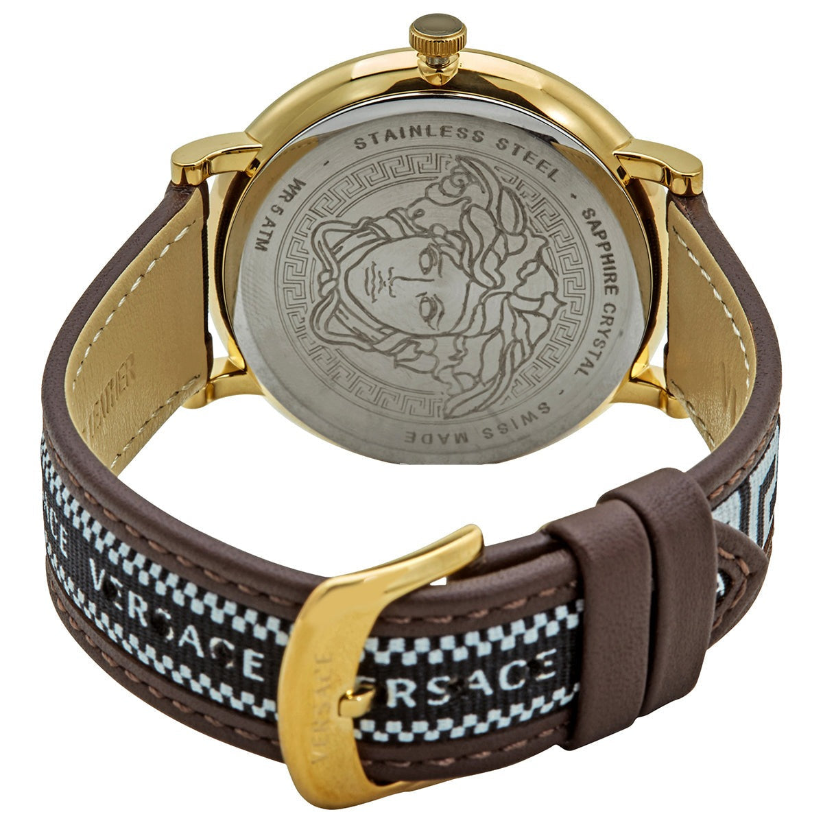  Shop Authentic Versace V-Circle Quartz Black Dial Brown Leather Strap Watch for Men - VEBQ01619 - Luxxuri