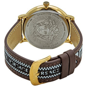  Shop Authentic Versace V-Circle Quartz Black Dial Brown Leather Strap Watch for Men - VEBQ01619 - Luxxuri