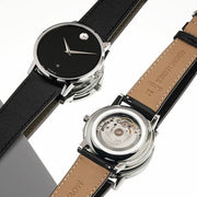  Shop Authentic Movado Museum Black Dial Black Leather Strap Watch For Men - 2100002 - Luxxuri
