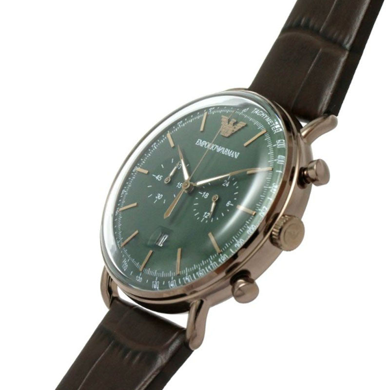  Shop Authentic Emporio Armani Mario Chronograph Black Dial Black Leather Strap Watch For Men - AR11325 - Luxxuri