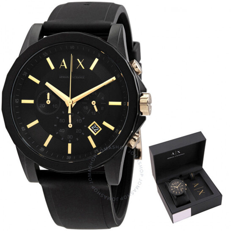  Shop Authentic Armani Exchange Outerbanks Chronograph Black Dial Black Steel Strap Watch For Men - AX7105 - Luxxuri