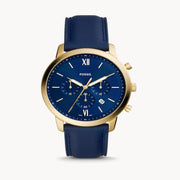  Shop Authentic Fossil Neutra Chronograph Blue Dial Blue Leather Strap Watch for Men - FS5790 - Luxxuri