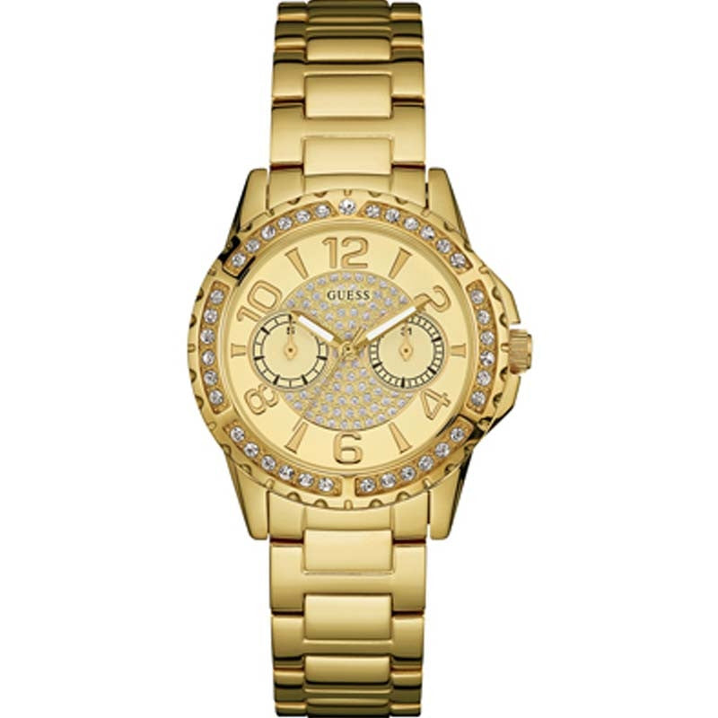  Shop Authentic Guess Sassy Analog Quartz Gold Dial Gold Steel Strap Watch For Women - W0705L2 - Luxxuri