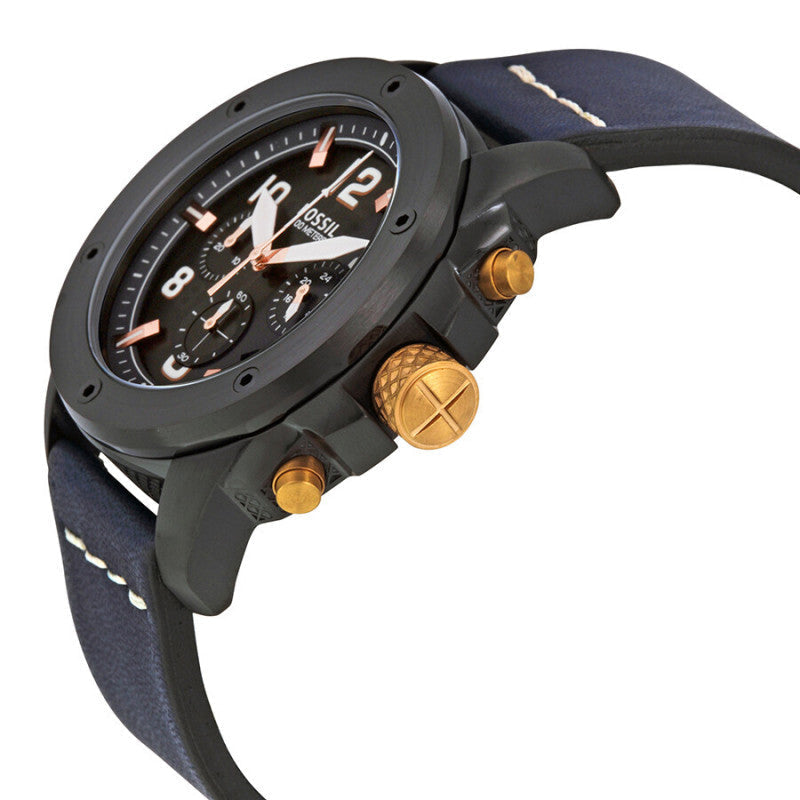  Shop Authentic Fossil Modern Machine Chronograph Black Dial Blue Leather Strap Watch for Men - FS5066 - Luxxuri
