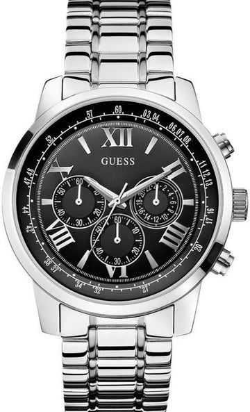  Shop Authentic Guess Horizon Chronograph Quartz Black Dial Silver Steel Strap Watch For Men - W0379G1 - Luxxuri