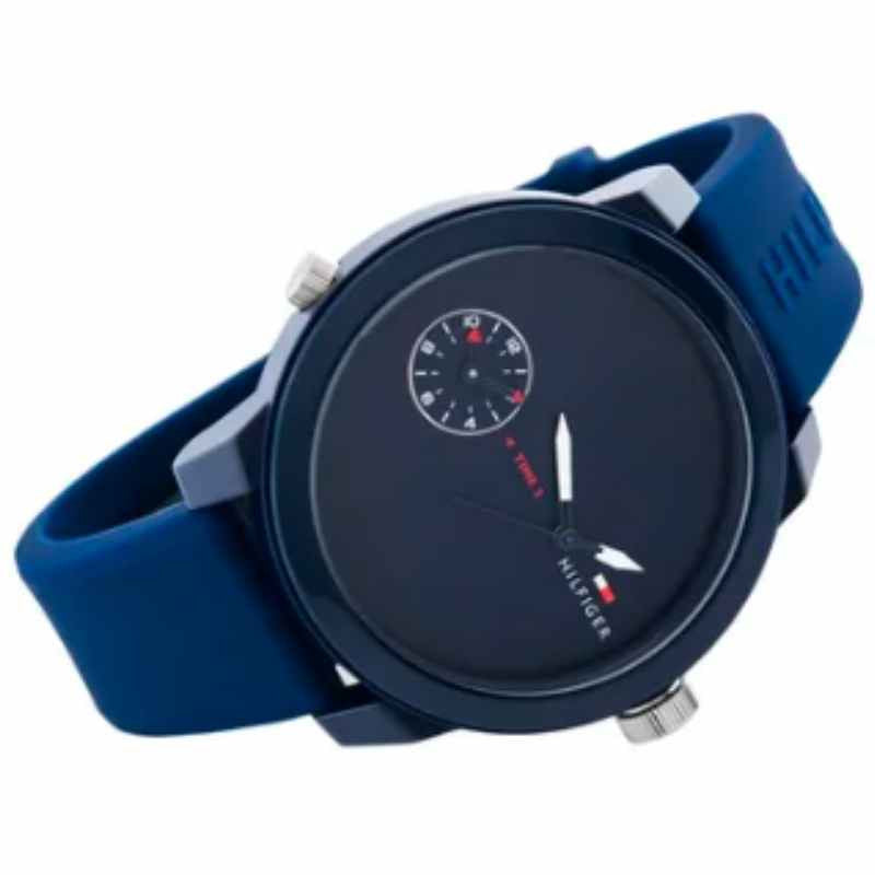  Shop Authentic Tommy Hilfiger Denim Quartz Blue Dial Blue Rubber Strap Watch for Men - 1791325 - Luxxuri