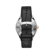  Shop Authentic Emporio Armani Zeta Skeleton Automatic Silver Dial Black Leather Strap Watch For Men - AR60018 - Luxxuri