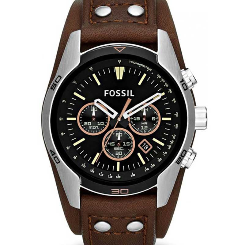  Shop Authentic Fossil Coachman Chronograph Black Dial Brown Leather Strap Watch for Men - CH2891 - Luxxuri