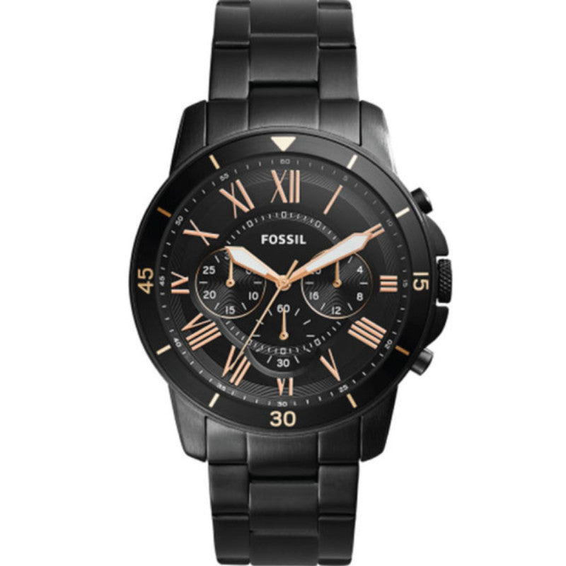  Shop Authentic Fossil Grant Sport Chronograph Black Dial Black Steel Strap Watch for Men - FS5374 - Luxxuri
