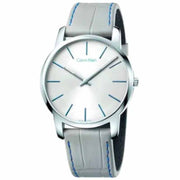  Shop Authentic Calvin Klein City Silver Dial Grey Leather Strap Watch for Men - K2G211Q4 - Luxxuri