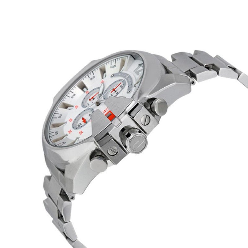 Shop Authentic Diesel Mega Chief Quartz Chronograph White Dial Steel Strap Watch For Men - DZ4328 - Luxxuri