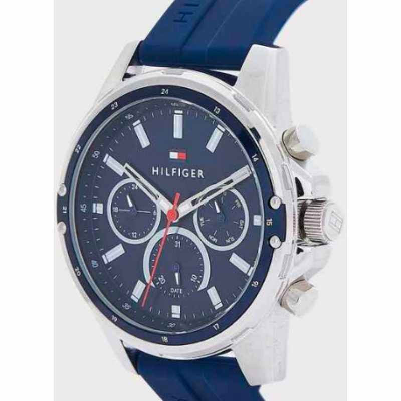  Shop Authentic Tommy Hilfiger Mason Blue Dial Blue Rubber Strap Watch for Men - 1791791 - Luxxuri