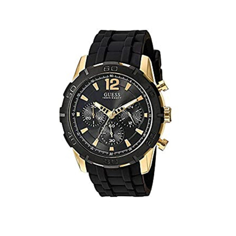  Shop Authentic Guess Caliber Chronograph Black Dial Black Rubber Strap Watch for Men - W0864G3 - Luxxuri