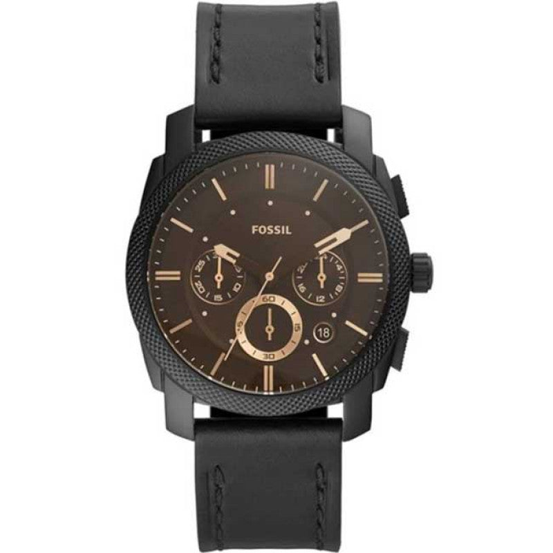  Shop Authentic Fossil Machine Chronograph Black Dial Black Leather Strap Watch for Men - FS5586 - Luxxuri