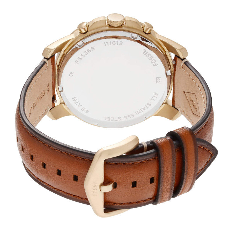  Shop Authentic Fossil Grant Sport Chronograph Blue Dial Brown Leather Strap Watch for Men - FS5268 - Luxxuri