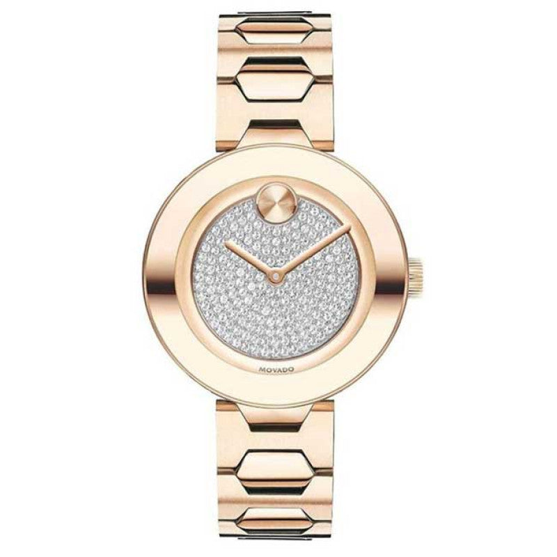 Shop Authentic Movado Bold Crystal Pave Rose Gold Dial Rose Gold Steel Strap Watch For Women - 3600493 - Luxxuri