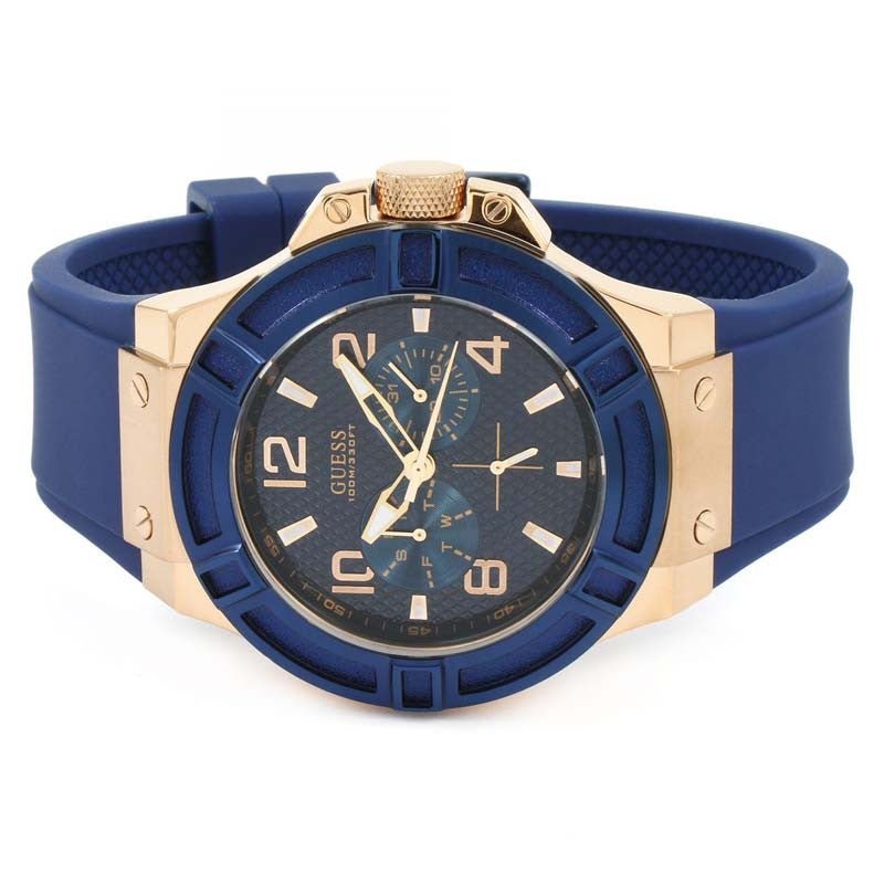  Shop Authentic Guess Rigor Blue Dial Blue Silicone Strap Watch For Men - W0247G3 - Luxxuri