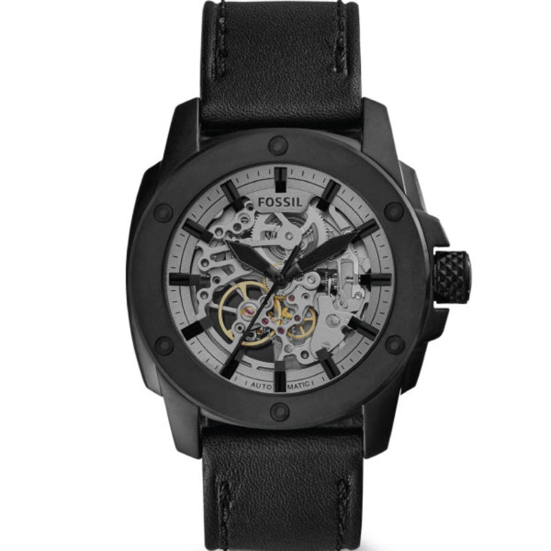  Shop Authentic Fossil Modern Machine Automatic Skeleton Grey Dial Black Steel Strap Watch for Men - ME3134 - Luxxuri