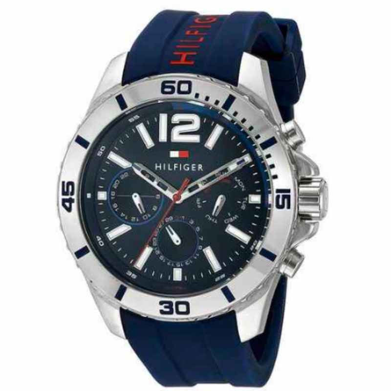  Shop Authentic Tommy Hilfiger Nolan Chronograph Blue Dial Blue Rubber Strap Watch for Men - 1791142 - Luxxuri