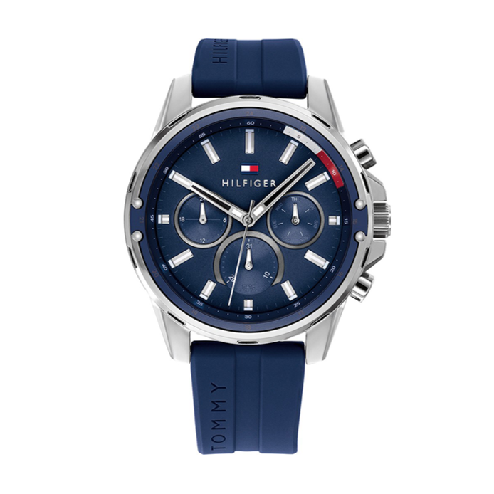  Shop Authentic Tommy Hilfiger Mason Blue Dial Blue Rubber Strap Watch for Men - 1791791 - Luxxuri