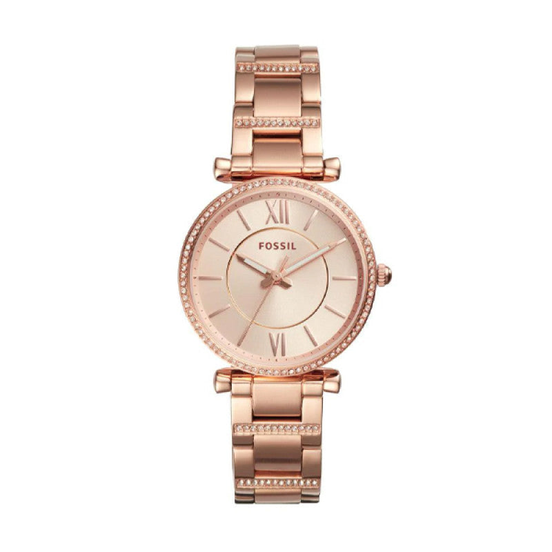  Shop Authentic Fossil Carlie Rose Gold Dial Rose Gold Steel Strap Watch for Women - ES4301 - Luxxuri