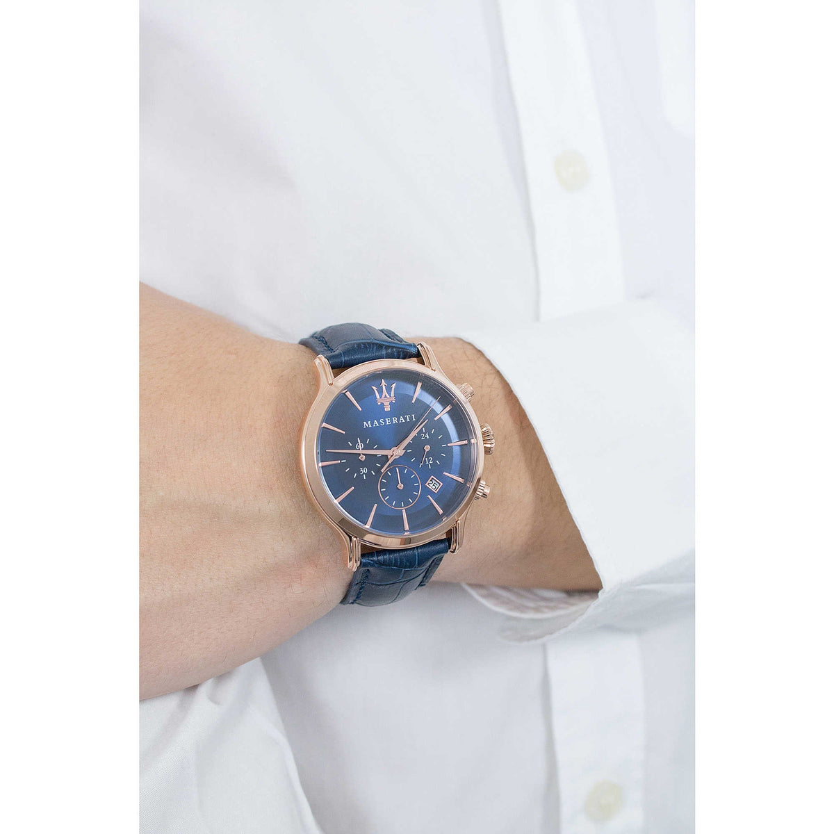 Shop Authentic Maserati Epoca Blue Dial Leather Blue Strap Watch For Men - R8871618007 - Luxxuri