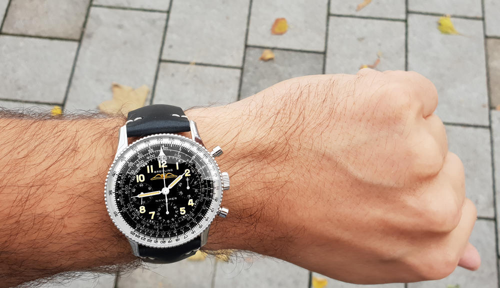  Shop Authentic Breitling Navitimer Ref. 806 1959 Re-Edition Black Dial Brown Leather Strap Watch for Men - AB0910371B1X1 - Luxxuri