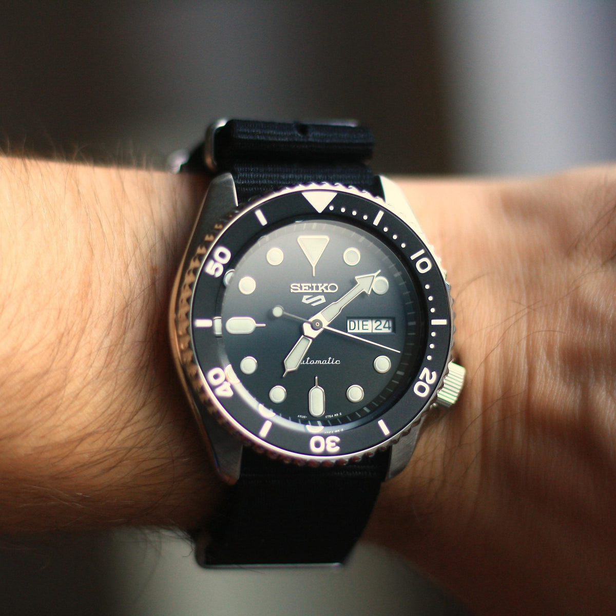  Shop Authentic Seiko 5 Sports SKX Automatic Black Dial Black NATO Strap Watch For Men - SRPD55K3 - Luxxuri