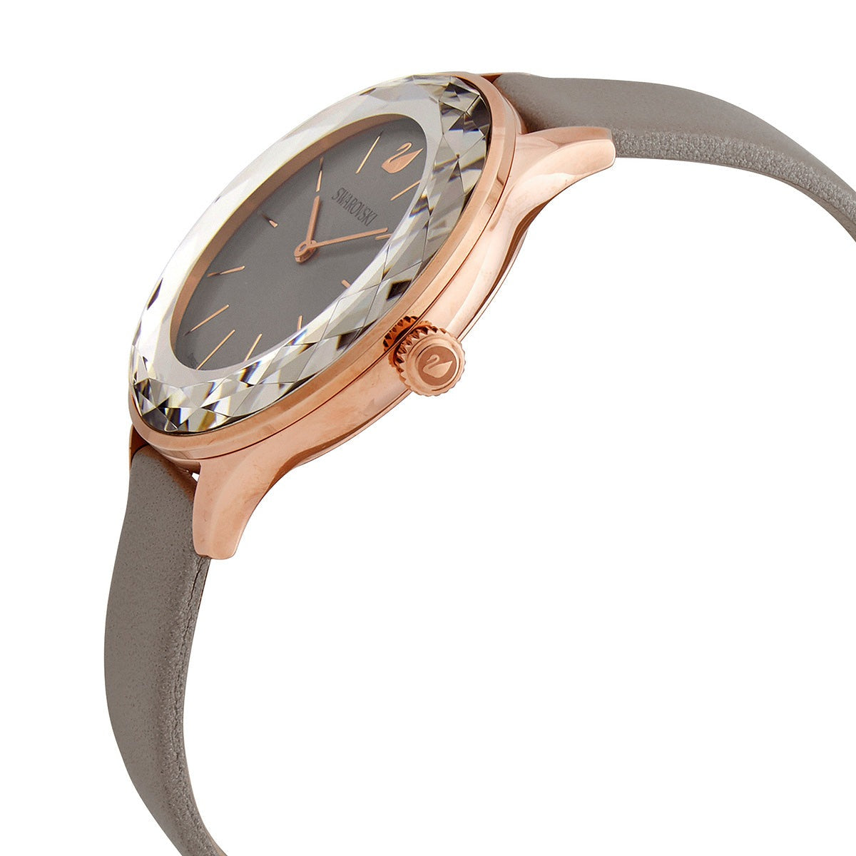 Shop Authentic Swarovski Octea Nova Grey Dial Grey Leather Strap Watch for Women - 5295326 - Luxxuri
