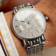  Shop Authentic Longines Presence 38.5mm Automatic Silver Dial Silver Mesh Bracelet Watch for Men - L4.921.4.72.6 - Luxxuri