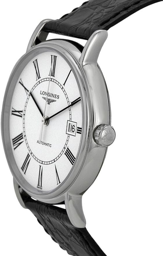  Shop Authentic Longines Presence 38.5mm Automatic White Dial Black Leather Strap Watch for Men - L4.921.4.11.2 - Luxxuri