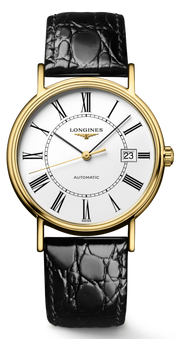  Shop Authentic Longines Presence 25.5mm Automatic White Dial Black Leather Strap Watch for Women - L4.921.2.11.2 - Luxxuri